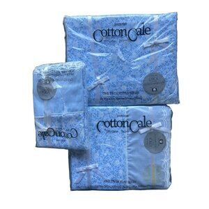 VTG 80's 100% Cotton No-Iron Twin Sheet Set & Pillowcases New old stock READ